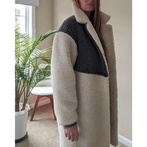 NWOT 100% Natural Sheep WOOL MEDIUM WEIGHT HK brand teddy bear coat. - Picture 1 of 16